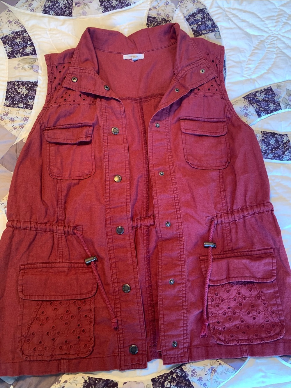 Maurices Wine Utility Vest with Eyelet Pockets